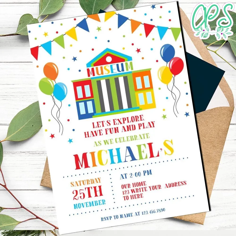 Museum Birthday Invitation Customizable Template DIY | Partyinvitedesign