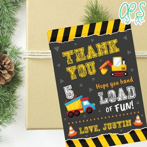 Construction Thank You Loads of Fun Custom Gift Tag Template Instant Download