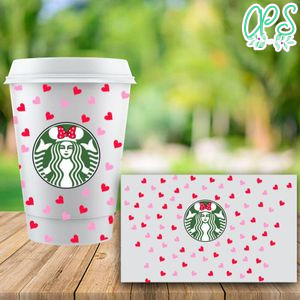 Starbucks Wrap Mickey Pink Red Pattern PNG File template Instant Download