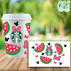 Starbucks Wrap Fruits Watermelon Mickey Pattern PNG File template Instant Download