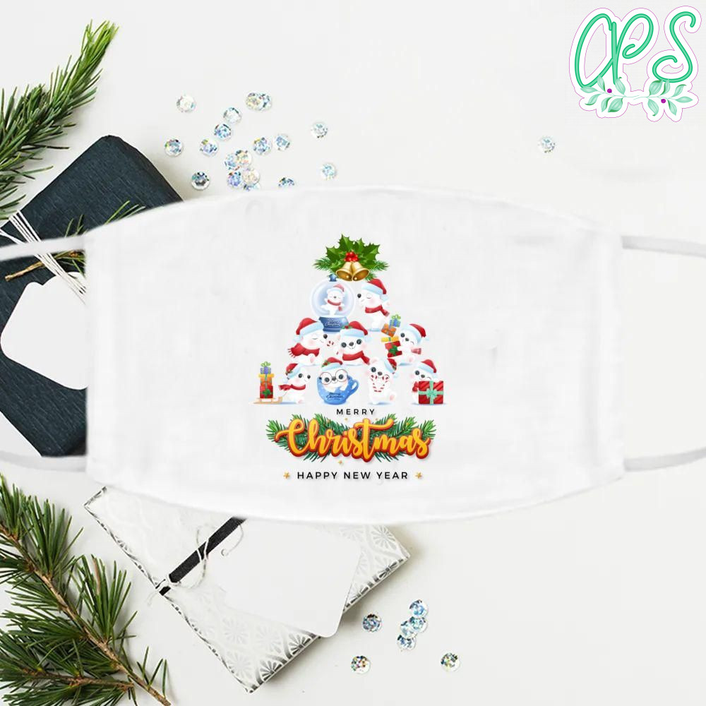 Merry Christmas And Happy New Year, Cute Polar Bear Christmas Day Face Mask
