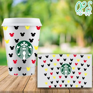 Starbucks Wrap Mickey Color Pattern PNG File template Instant Download