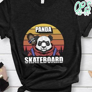 Panda Skateboard Sunset Retro Shirt