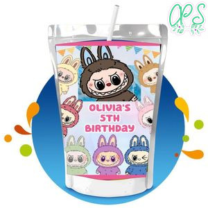 Labubu Capri Sun Birthday Label Digital File Printable Instant Download