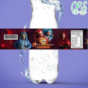 Descendants rise of the red Bottle Label Birthday Water Bottle Label Template to Print at Home Instant Download