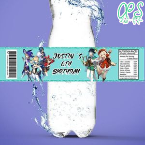 Genshin impact Birthday Water Bottle Label Template to Print at Home Instant Download