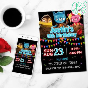 Tumble Leaf Birthday Mobile Invite Customizable Template Instant Download