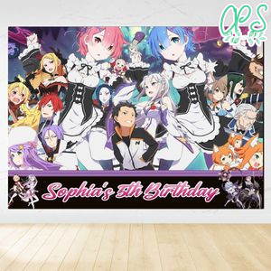 Re:Zero Birthday Backdrop Digital File Template Instant Download