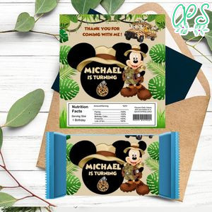 Mickey safari Candy bar Label Customizable Template Instant Download