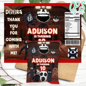 Doors scary game Birthday Party Chip Bag Digital File Printable Instant Download