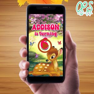 Bambi Birthday Video Invitation Digital Template Customizable Instant Download
