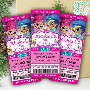 Shimmer And Shine Ticket Invitation Customizable Template Instant Download