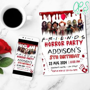 Friends Horror Movie Mobile Invite Customizable Template Instant Download