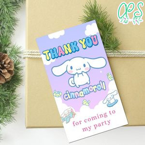 Cinnamoroll Thank you tag Customizable Template to Print at Home Instant Download