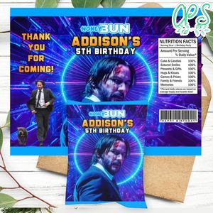 John Wick Birthday Honey Buns Snack Bag Label Customizable Instant Download