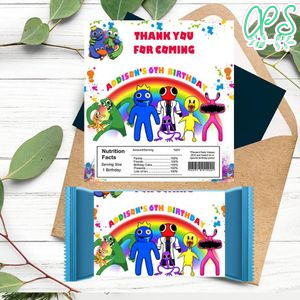 Rainbow Friends Roblox Candy bar Label Customizable Template Instant Download