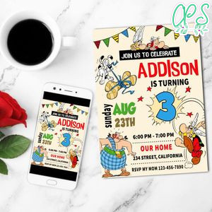 Asterix and obelix Birthday Invitation Customizable Template to Print at Home Instant Download