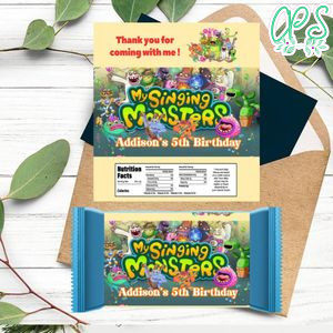 My Singing Monsters Candy Bar Label Customizable Template Instant Download