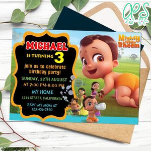 Mighty little bheem Birthday Flyer Customizable Template to Print at Home Instant Download