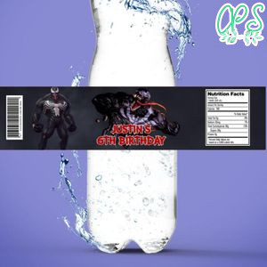 Venom Birthday Water Bottle Label Template to Print at Home Instant Download