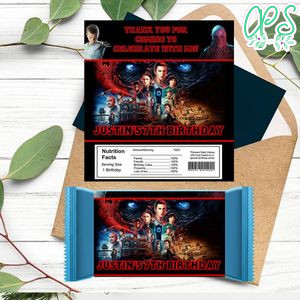 Stranger thing 4 Candy bar Label Customizable Template Instant Download