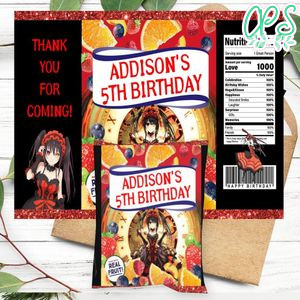 Kurumi Tokisaki Birthday Party Fruit Snack Bag Digital File Printable Instant Download