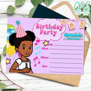 Gracie's Corner fill in blank Invitation Customizable Template to Print at Home Instant Download