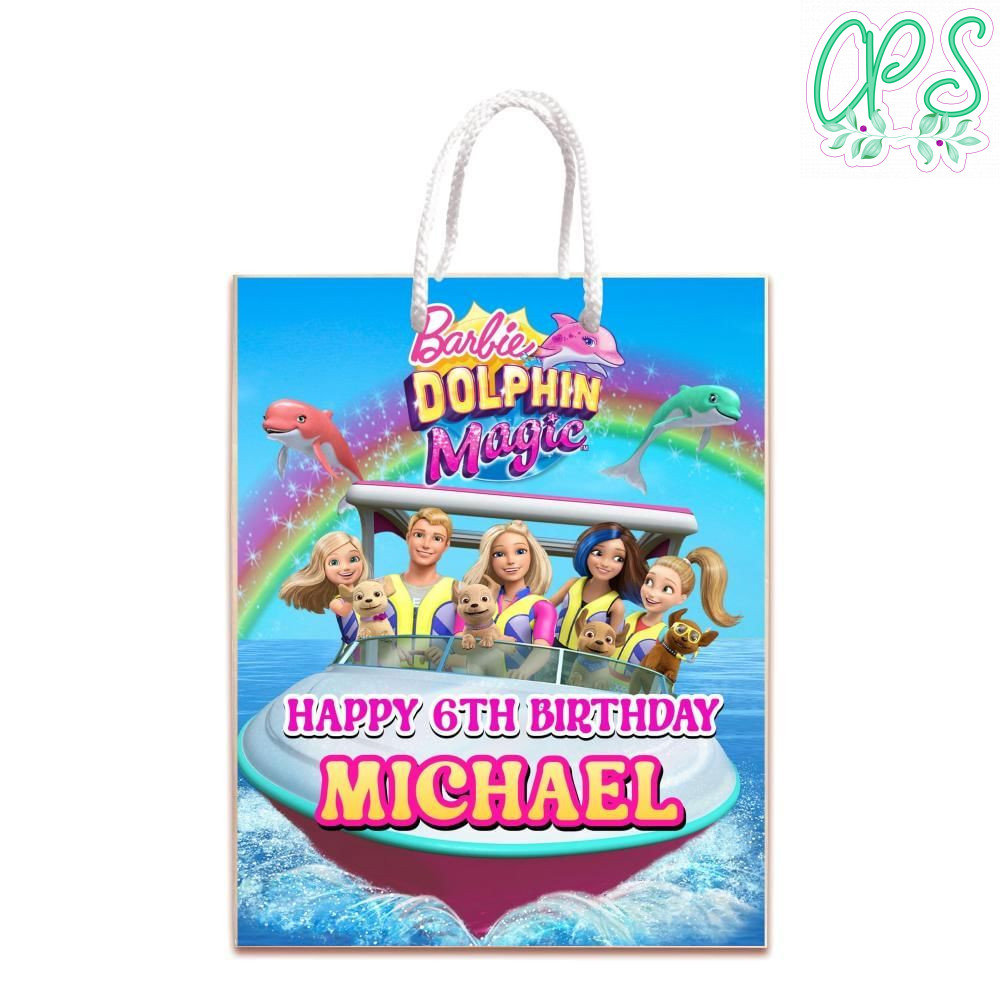 Barbie Dolphin Magic Gift Bag Label Template Printable Instant Download