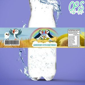 Puffin Rock Birthday Water Bottle Label Template to Print at Home Instant Download