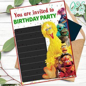 Sesame Street fill in blank Invitation Customizable Template to Print at Home Instant Download