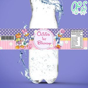 Daisy Duck Birthday Water Bottle Label Template to Print at Home Instant Download