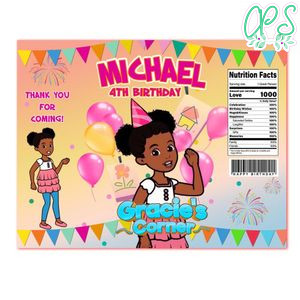 Gracie’s Corner Birthday Party Chip Bag Digital File Printable Instant Download