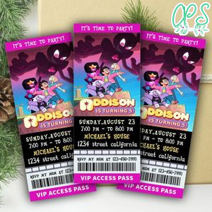Steven Universe Movie Ticket Invitation Customizable Template Instant Download