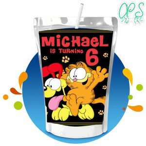 Garfield Capri Sun Birthday Labels Digital File Printable Instant Download