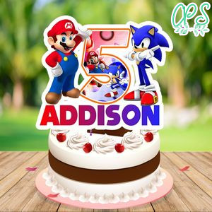 Sonic Mario Birthday Cake Topper Template Printable Instant Download
