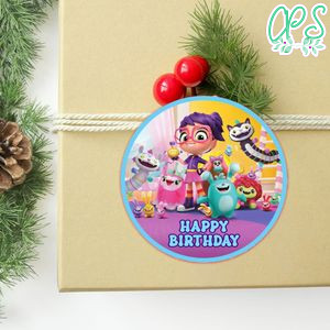 Abby Hatcher Circle Sticker Template Customizable to Print at Home Instant Download