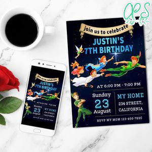 Peter Pan Classic Mobile Invite Customizable Template Instant Download