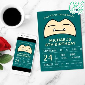 Snorlax invitation Invitation Customizable Template to Print at Home Instant Download