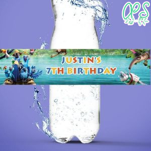 Rio Birthday Water Bottle Label Template to Print at Home Instant Download