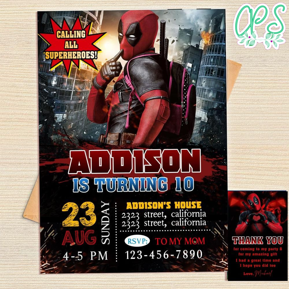 Deadpool Invitation Template Free Thank You Card Printable ...