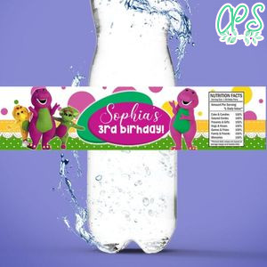 Barney Birthday Water Bottle Label Template To Print At Home Instant Download