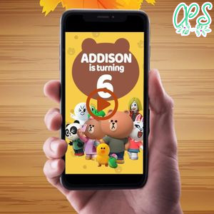 Brown and Friends Birthday Video Invitation Digital Template Customizable Instant Download