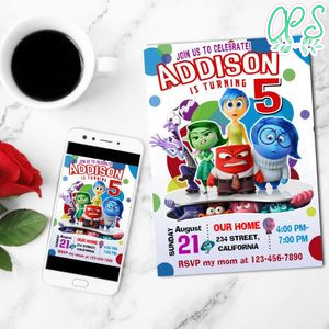 Inside Out 2 Mobile Invite Customizable Template Instant Download