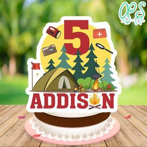Camping Cake Topper Template Printable Instant Download