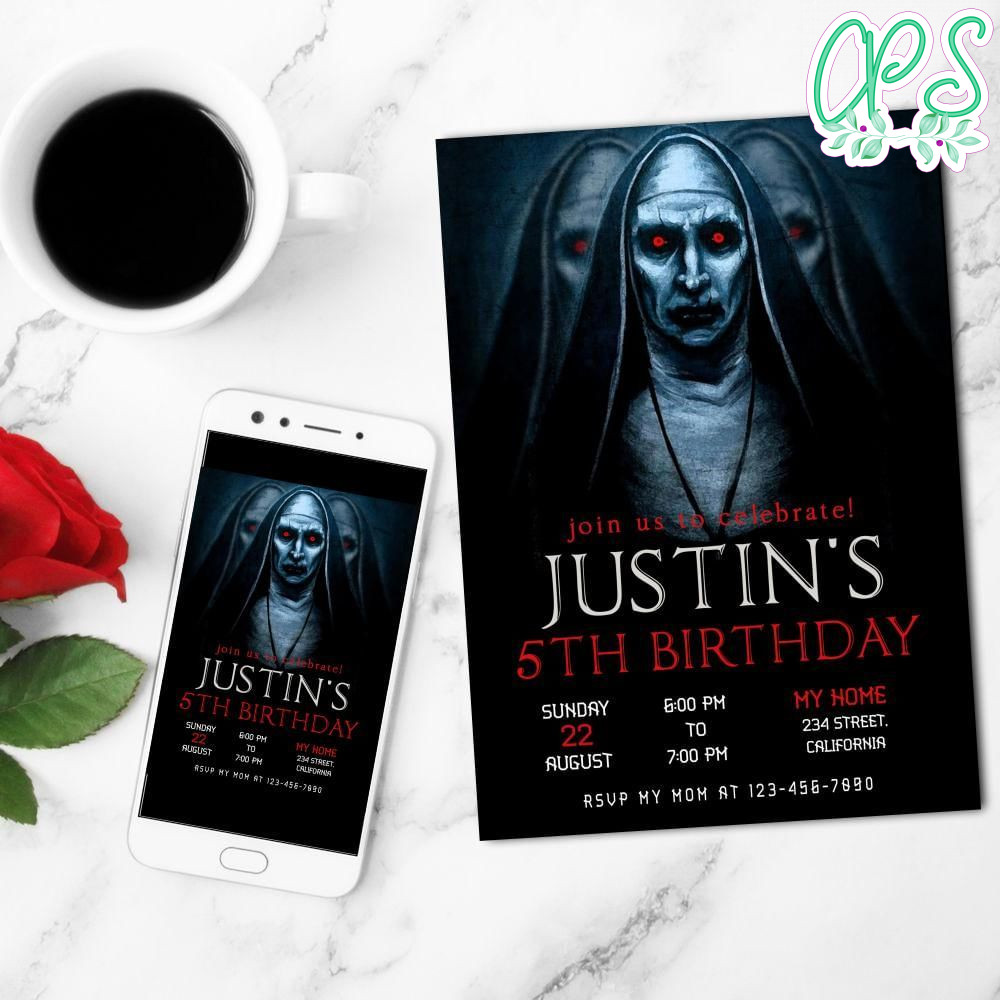 The Nun, Valak Mobile Invite Customizable Template Instant Download