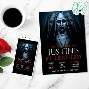 The Nun, Valak Mobile Invite Customizable Template Instant Download