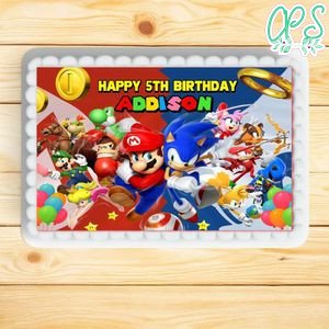 Sonic Mario Sheet Cake Template Printable Instant Download