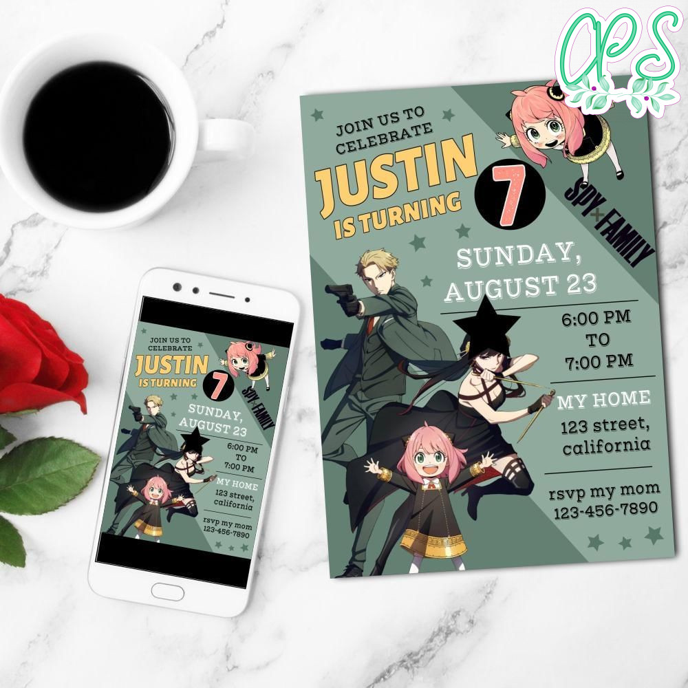 Spy Family Mobile Invite Customizable Template Instant Download