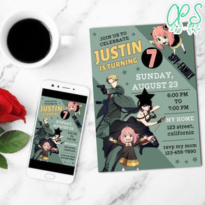 Spy Family Mobile Invite Customizable Template Instant Download