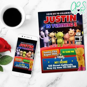 Q Pootle Birthday Invitation Customizable Template to Print at Home Instant Download